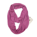 Women Solid Winter Infinity Scarf Pocket Loop Zipper Pocket Scarves (Dark Pink)