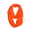 Women Solid Winter Infinity Scarf Pocket Loop Zipper Pocket Scarves (Orange)