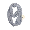 Women Solid Winter Infinity Scarf Pocket Loop Zipper Pocket Scarves (Grey)