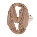 Women Solid Winter Infinity Scarf Pocket Loop Zipper Pocket Scarves (Khaki)