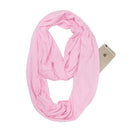 Women Solid Winter Infinity Scarf Pocket Loop Zipper Pocket Scarves (Light Pink)
