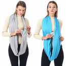 Women Solid Winter Infinity Scarf Pocket Loop Zipper Pocket Scarves (Light Pink)