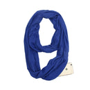Women Solid Winter Infinity Scarf Pocket Loop Zipper Pocket Scarves (Blue)
