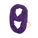 Women Solid Winter Infinity Scarf Pocket Loop Zipper Pocket Scarves (Purple)
