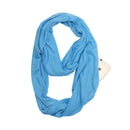 Women Solid Winter Infinity Scarf Pocket Loop Zipper Pocket Scarves (Sky Blue)