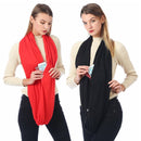 Women Solid Winter Infinity Scarf Pocket Loop Zipper Pocket Scarves (Sky Blue)