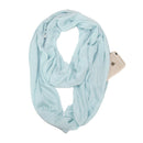 Women Solid Winter Infinity Scarf Pocket Loop Zipper Pocket Scarves (Baby Blue)