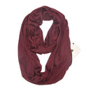 Women Solid Winter Infinity Scarf Pocket Loop Zipper Pocket Scarves (Wine Red)