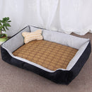 Dog Bone Pattern Big Soft Warm Kennel Pet Dog Cat Mat Blanket,with Rattan Mat Size: XXS, 45Ã—30Ã—15cm (Black Grey)