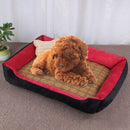 Dog Bone Pattern Big Soft Warm Kennel Pet Dog Cat Mat Blanket,with Rattan Mat Size: XXS, 45Ã—30Ã—15cm(Black Red)