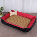 Dog Bone Pattern Big Soft Warm Kennel Pet Dog Cat Mat Blanket,with Rattan Mat Size: XXS, 45Ã—30Ã—15cm(Black Red)