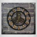 Originality American Industrial Style Wood Vintage Old Gear Wall Clock(Gold)