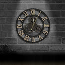 Originality American Industrial Style Wood Vintage Old Gear Wall Clock(Gold)