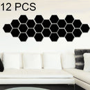 12 PCS 3D Hexagonal Mirror Wall Stickers Set, Size: 4*4cm(Black)