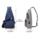Dxyizu Multi-Function Portable Casual Canvas Chest Bag Outdoor Sports Shoulder Bag Waist Bag with External USB Charging Interface for Men / Women / Student, Random Logo Delivery(Blue)
