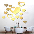 5 in 1 Love Shape Mirror Art Decor Wall Stickers Living Room Decoration Wall Decoration Sets(Gold)