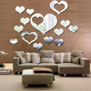 5 in 1 Love Shape Mirror Art Decor Wall Stickers Living Room Decoration Wall Decoration Sets(Silver)