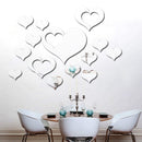 5 in 1 Love Shape Mirror Art Decor Wall Stickers Living Room Decoration Wall Decoration Sets(Silver)