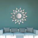Sunflower Mirror Wall Sticker Bedroom Living Room Decoration Wall Stickers(Silver)