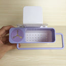 Easy Kitchen Suction Storage Box Bathroom Kitchen Gadget Storage Box Draining Plastic Holder for Home Use, Random Color Delivery