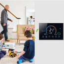 BHT-8000-GCLW Controlling Water/Gas Boiler Heating Energy-saving and Environmentally-friendly Smart Home Negative Display LCD Screen Round Room Thermostat with WiFi(Black)