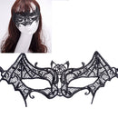 Halloween Masquerade Party Dance Sexy Lady Lace Bat Mask(Black)