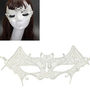 Halloween Masquerade Party Dance Sexy Lady Lace Bat Mask(White)