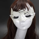 Halloween Masquerade Party Dance Sexy Lady Lace Bat Mask(White)