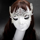 Halloween Masquerade Party Dance Sexy Lady Lace Fox Mask(White)