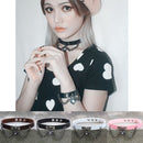 2 PCS European and American Harajuku Punk Heart-shape Lock Leather Collar Choker Bracelet, Random Color Delivery
