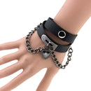 2 PCS European and American Harajuku Punk Heart-shape Lock Leather Collar Choker Bracelet, Random Color Delivery