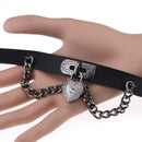 2 PCS European and American Harajuku Punk Heart-shape Lock Leather Collar Choker Bracelet, Random Color Delivery