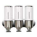 Triple Hotel Shower Manual Dispenser Wall Mounted Washing Liquid Shampoo Soap Bottle, Capacity: 1200ml(White)