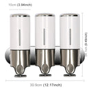 Triple Hotel Shower Manual Dispenser Wall Mounted Washing Liquid Shampoo Soap Bottle, Capacity: 1200ml(White)