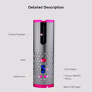 USB Charging Automatic Hair Curler Portable Mini Wireless Multi-function Curling Iron with LCD Display (White)