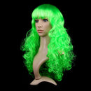 Colorful Wild-Curl Up Party Headwear Wavy Long PET Wigs For Female(Green)
