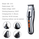 SPORTSMAN Multi-functional Electric Rechargeable Vibrissa Hair Trimmer Beard Shaver And Denuding Machine Set, EU Plug(Silver 220V)