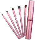 5 PCS Handle Eyes Makeup Brush Set with Aluminum Tube(Pink)
