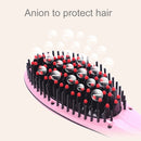 Handheld Innovative Hair Straightener Comb with LCD Temperature Display, EU Plug(Pink)