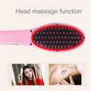 Handheld Innovative Hair Straightener Comb with LCD Temperature Display, EU Plug(Pink)