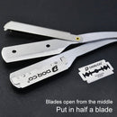Hairdresser Vintage Razor Stainless Steel Double-sided Blade Holder Haircut Shaved Eyebrow Knife Holder(Silver)
