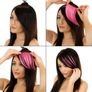 5 PCS Color Gradient Invisible Seamless Hair Extension Wig Piece Straight Hair Piece Color Bangs Hair Piece(Red)