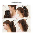 Natural Short Curly Hair Clip-on Pear Blossom Roll Horsetail Wig (Black)