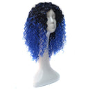 T191006 European and American Wig Headgear with Short and Small Curly Hair for Women (Sapphire Blue)