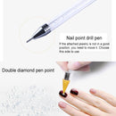 Crystal Dotting Drill Point Pen White Wax Stainless Steel Double Head Nail Pen Point Drill Manicure Art Tool