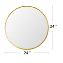 [US Warehouse] 24 inch Wall-mounted Round Metal Frame Plane Mirror Bathroom Vanity Mirror(Gold)