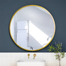 [US Warehouse] 24 inch Wall-mounted Round Metal Frame Plane Mirror Bathroom Vanity Mirror(Gold)