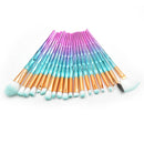 20 in 1 Diamond Handle Eye Brush Multi-functional Makeup Brush, Pink+Blue Handle and Sky Blue Brush