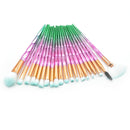 20 in 1 Diamond Handle Eye Brush Multi-functional Makeup Brush, Pink+Blue Handle and Baby Blue Brush