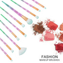 20 in 1 Diamond Handle Eye Brush Multi-functional Makeup Brush, Pink+Blue Handle and Baby Blue Brush